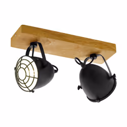 EGLO Gatebeck, Spot lumineux sur rail, E14, 2 ampoule(s), 220-240 V, Noir, Bois