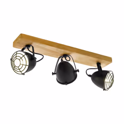 EGLO Gatebeck, Spot lumineux sur rail, E14, 3 ampoule(s), 220-240 V, Noir, Bois