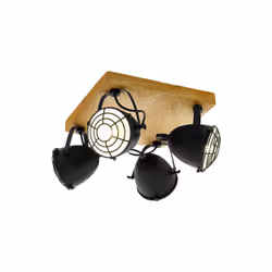 EGLO Gatebeck, Spot lumineux sur rail, E14, 4 ampoule(s), 220-240 V, Noir, Bois