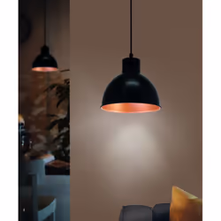 EGLO Truro 1 éclairage en suspension Support flexible E27 Noir, Cuivre