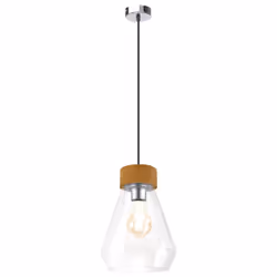 EGLO Brixham, Support flexible, Marron, Chrome, Transparent, Transparent, Verre, Acier, Verre, Intérieure