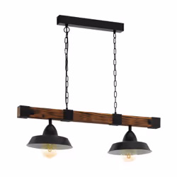 EGLO 49684, Noir, Marron, Noir, Acier, Bois, Rond, Noir, Intérieure