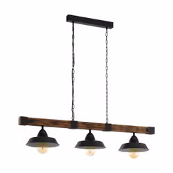 EGLO 49685, Noir, Marron, Noir, Acier, Bois, Rond, Restaurant, 3 ampoule(s)