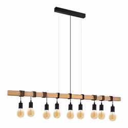 EGLO Townshend, 9 ampoule(s), E27, IP20, Noir, Marron