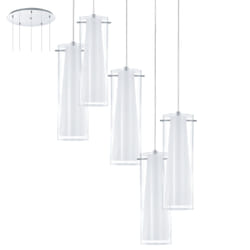 EGLO Pinto éclairage en suspension Support flexible E27 Chrome, Transparent, Blanc