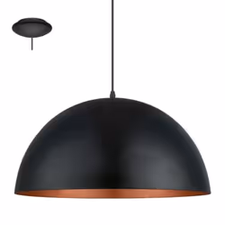 EGLO GAETANO 1, 1 ampoule(s), E27, IP20, Noir, Cuivre