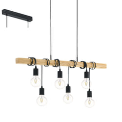 EGLO Townshend éclairage de plafond Noir, Marron E27