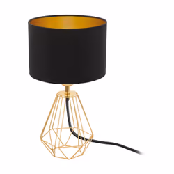 EGLO Carlton 2, Noir, Laiton, Or, Tissu, Acier, Chambre à coucher, Salon, IP20, II, ENEC