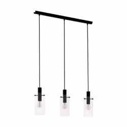 EGLO 97367, Support de fixation, Noir, Transparent, Verre, Acier, Verre, Rond