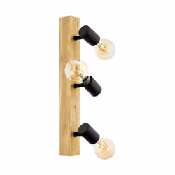 EGLO Townshend 3, Spot d'éclairage de surface, 3 ampoule(s), 220-240 V, Noir, Marron