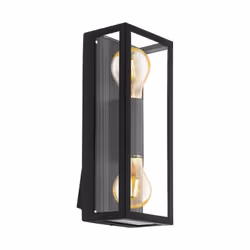 EGLO 98273, Éclairage mural extérieur, Noir, Verre, Acier, Zinc, IP44, Façade, I