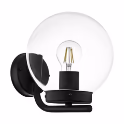 EGLO Taverna, Surface, Rond, 1 ampoule(s), E27, IP44, Noir, Transparent