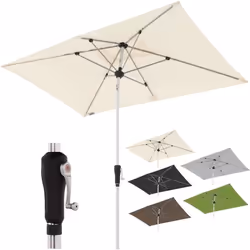 Parasol rectangulaire Doppler en aluminium avec manivelle de haute qualité pour balcon ou terrasse - 220 x 140 cm