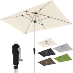 Parasol rectangulaire Doppler en aluminium avec manivelle de haute qualité pour balcon ou terrasse - 220 x 140 cm