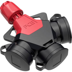 Pc Electric - 253811-sr Adaptateur triple caoutchouc 250 v rouge IP54 Y765583