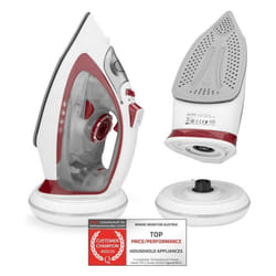 Fer à repasser vapeur sans fil - TZS First Austria - 2400W - Réservoir 450ml - Semelle céramique - Rouge/Blanc