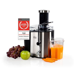 TZS First Austria Machine à Jus Extracteur Centrifugeuse Large Bouche en Acier Inox 75 mm 2 Niveaux de Broyage de Fruits Mous