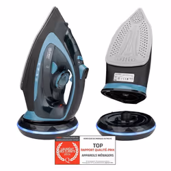 Fer vapeur sans fil 2200-2400W réservoir deau 450 ml Céramique Fer à repasser Noir-bleu