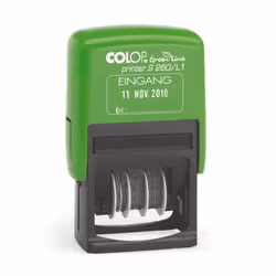 Colop Printer S 260/L1 Green Line, Auto-encreur, Tampon texte/date, 24 x 45 mm, Noir, Vert, Plastique, Bleu/rouge