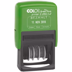 Colop Printer S 260/L2 Green Line, Auto-encreur, Tampon texte/date, 24 x 45 mm, Noir, Vert, Plastique, Bleu/rouge