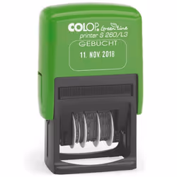 Colop Printer S 260/L3 Green Line, Auto-encreur, Tampon texte/date, 24 x 45 mm, Noir, Vert, Plastique, Bleu/rouge