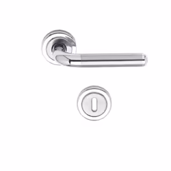 Poignée de porte en inox poli et brossé Vendues par paire Longueur de la poignée : 135mm Rosace ronde : 52mm Fixation : vis e ...