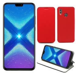 Etui Coque Huawei Honor 8X - Rouge - Luxe Slim Cuir PU - Antichoc - Stand - Aimanté