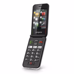 Emporia SIMPLICITYglam, Clapet, SIM unique, 7,11 cm (2.8"), Bluetooth, 1300 mAh, Noir, Blanc