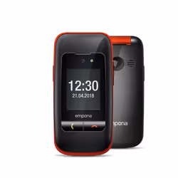 Emporia ONE, Clapet, 6,1 cm (2.4"), 2 MP, Bluetooth, 900 mAh, Noir, Rouge