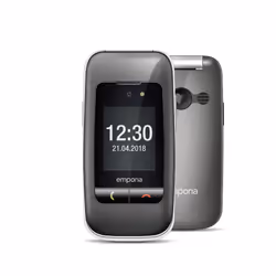 Emporia ONE, Clapet, 6,1 cm (2.4"), 2 MP, Bluetooth, 900 mAh, Noir, Gris