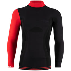 Lenz 6.0 Merino Turtle Neck Chemise Longsleeve, noir-rouge, taille S pour Hommes