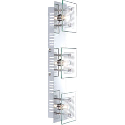 Applique, applique, lampe de salon, lampe de salon, lampe de chambre, 3 ampoules, plaque en verre chromé blanc, douilles G9, LxlxH 40x10x7,5cm