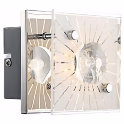 Description Cette applique murale moderne est réalisée en chrome et est complétée par un panneau en verre partiellement satin ...