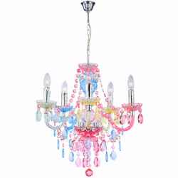 Description générale Cette lampe suspendue élégante en chrome et cristaux acryliques aux couleurs de l'arc-en-ciel apportera  ...
