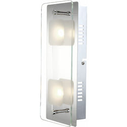 Applique murale applique lampe de couloir lampe de salon chrome commutable chambre à coucher, verre métal satiné, 2x led 3000K, LxPxH 28x12x6,2 cm