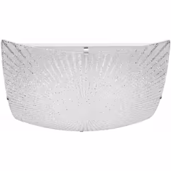 la description Plafonnier chromé, verre opale, lignes décor glacé, LxlxH:400x400x100, avec 1xLED 18W 60V, 1350lm, 3500K Lampe ...