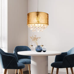 Globo - Cristal suspendu luminaire textile pendule chambre éclairage plafonnier or 15187H3