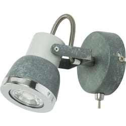 Globo - Spot applique murale applique murale spot de salon avec spot mobile, métal gris pierre, chrome, interrupteur, anneau chromé sur l'abat-jour,