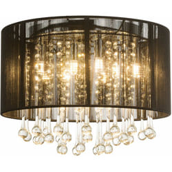 Globo - Plafonnier led luminaire suspendu verre cristal salon suspension soie noir 15095D