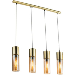 Plafonnier en laiton éclairage de salon suspension en verre ambre Globo 21000-4HM