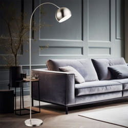 Lampadaire arc lampadaire lampadaire lampe d'appoint lampadaire arc lampe salon, métal blanc chromé nickel mat, 1x douille E27, HxLxP 150x58x24,5 cm