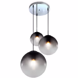 Globo - Plafonnier chromé salon éclairage boule de verre lampe fumée 15861-3