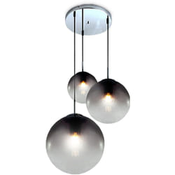 Globo - Plafonnier chromé salon éclairage boule de verre lampe fumée 15861-3