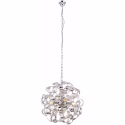 Description Cette suspension (Ø 50cm) offre une merveille de romantisme grâce à ses bras aux bandes chromées courbées. Avec s ...