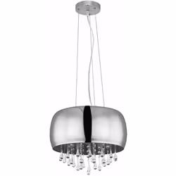 Globo - Lampe à suspension, lampe de salon, plafonnier, lampe de salle à manger, verre métal chromé, cristaux couleur fumée, 5 ampoules E14, DxH