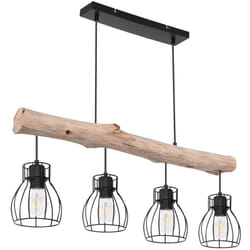 Globo - Design Plafond Suspendu Luminaire Poutres En Bois Pendule Spot Salle à Manger Rétro Treillis Lampe 15326-4N