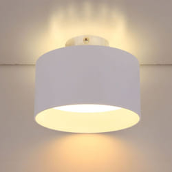 Globo - Plafonnier led, rond Plafonnier, salon, blanc avec rétro-éclairage, interrupteur à 3 niveaux, éclairage haut et bas, DxH 14x10,5 cm