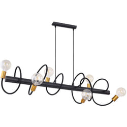 Globo - Vintage Pendule Spot Plafonnier Luminaire noir or Salon Suspension Lampe Flexible 54010-6H