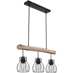Globo - Plafonnier Vintage Pendule Lampe Cage Design Salon Salle à Manger Poutre En Bois Luminaire Suspendu 15326-3N