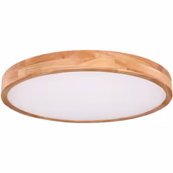 Description Ce plafonnier blanc (Ø 60cm), avec un cadre aspect bois, est un accroche-regard pour vos quatre murs . La lampe i ...